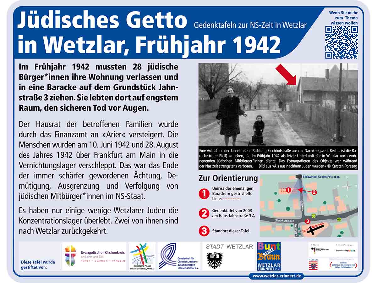 Bildvorschau auf Tafel 10 Jüdisches Getto Wetzlar Jahnstraße 1942